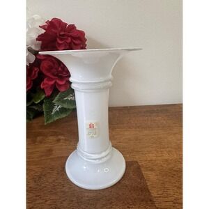 Vintage Holmegaard Denmark White Milk Glass Vase Midcentury Modern Danish Art